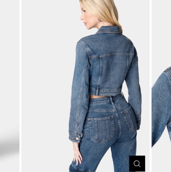 New With Tags Bebe Size Medium Women's Denim Zip Front Patch Pocket Jacket - Picture 11 of 12